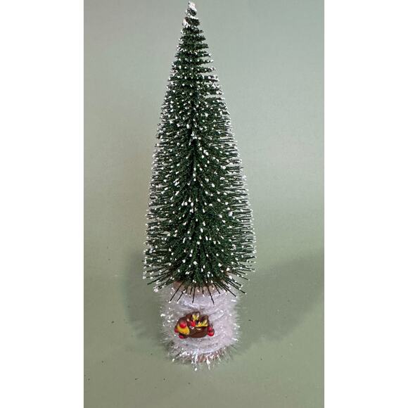 Handcrafted Bottle Brush Tree on Decorated Thread Spool Holiday Décor SPT7 - Picture 1 of 4